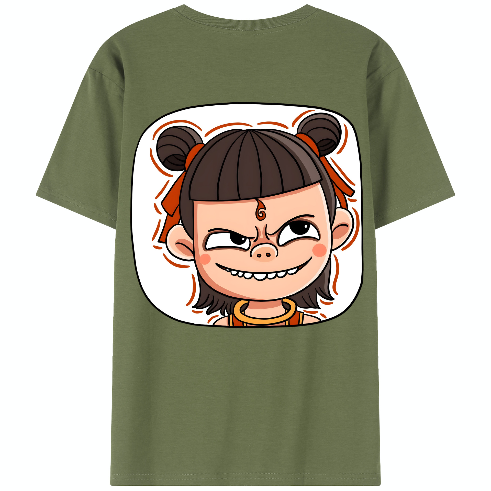 （画像用） Ne Zha 2 ナタ 魔童の大暴れ 綿100％半袖Tシャツ（背面プリント）
